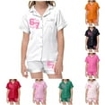 thumbnail image 2 of YUEHUA Valentine's Day Unisex Kids Boys and Girls Pajama Sets Summer Short Sleeve With Shorts Sleepwear Satin Button Down Loungewear, Size 4-5 years, 2 of 5