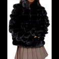 thumbnail image 2 of Chaqueta de Piel Sintética para Mujer, Abrigo Corto Abullonado de Larga, Abrigo Cálido de Invierno. Negro S, 2 of 9