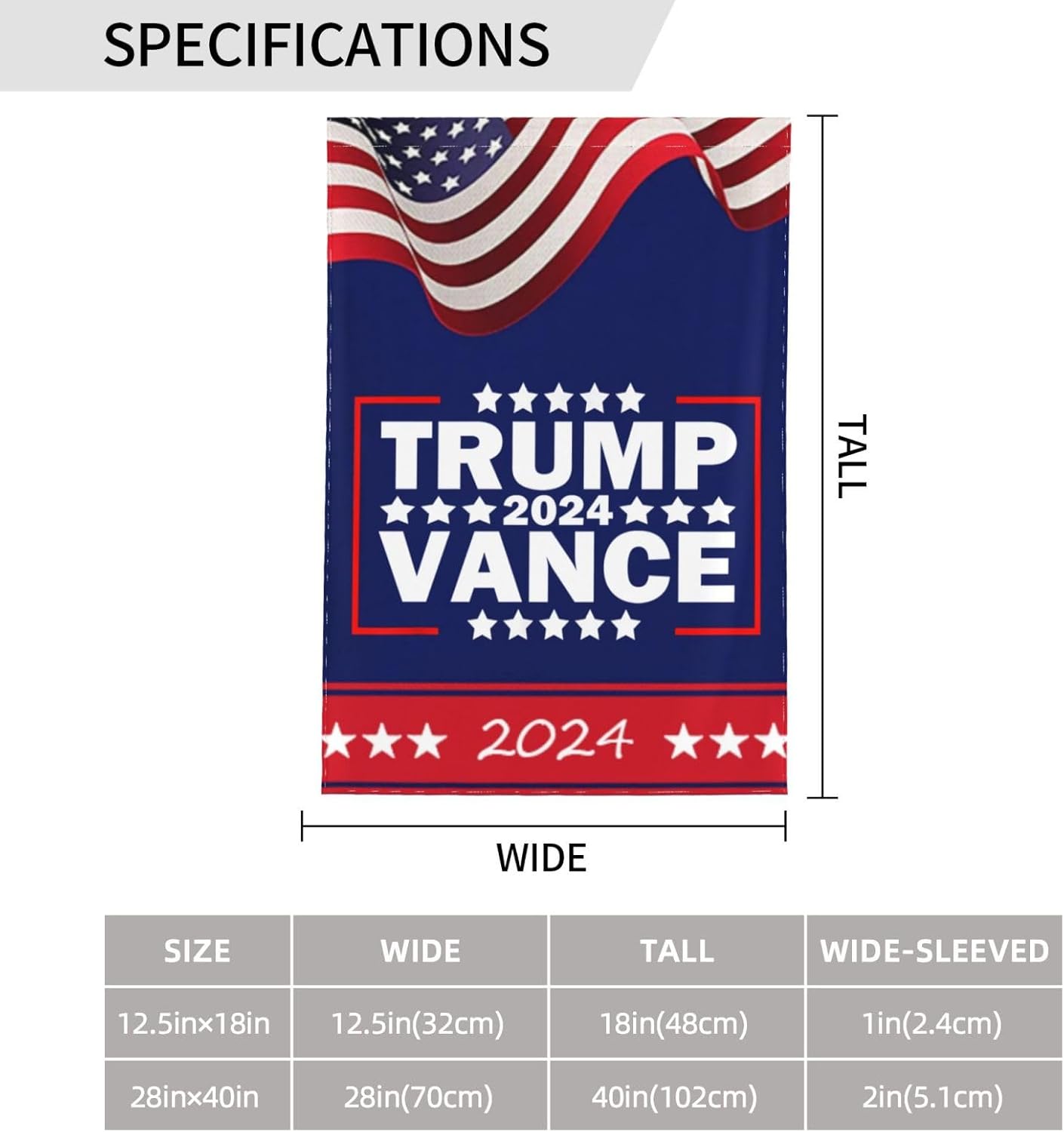 Trump Vance 2024 Flag, Trump Vance 2024 Garden Flags, Personalized