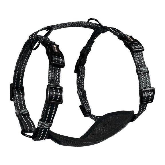 Alcott Flexi Essentials Adventure Pet Harness, Medium, Black Nylon with Reflective Accents