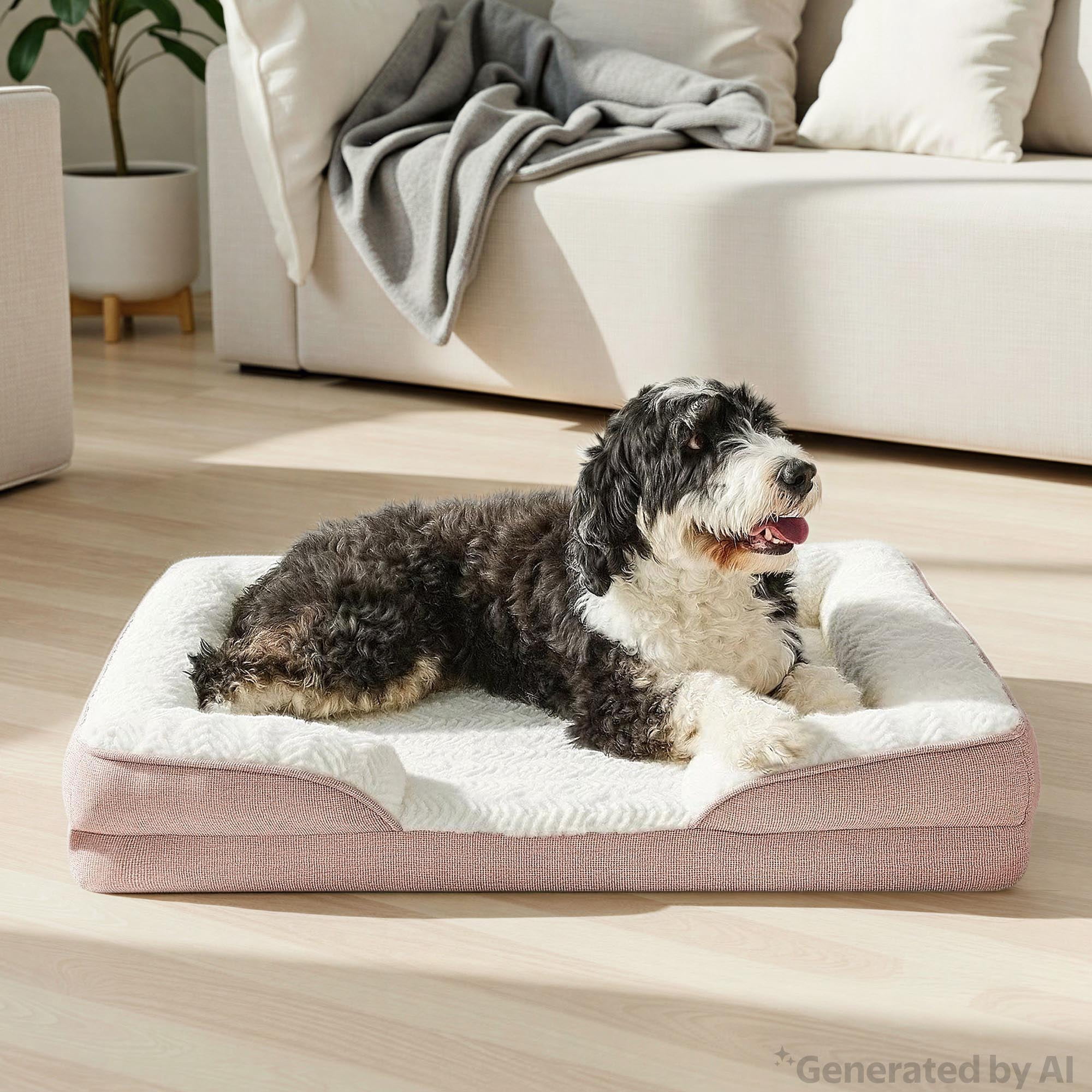 Vibrant Life Medium Orthopedic Bolster Dog Bed, Pink, 25" x 35"