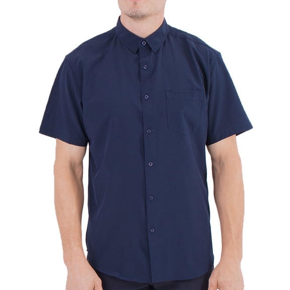 Visive Mens Short Sleeve Button Up Dress Shirts - Navy - Big 3X