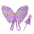 thumbnail image 2 of Conjunto de disfraz de hada princesa para niñas, Navidad, Halloween, con varita de estrella y mariposa colorida, fiesta de disfraces, 2 uds., 2 of 7