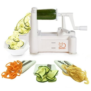 CHARMED TRI-BLADE VEGETABLE SPIRAL SLICER GRATER PEELER WITH SUCTION BASE
