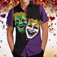 thumbnail image 2 of Mardi Gras Outfit for Men Button Down Short Sleeve Shirts Feathers Graphic Tee Funny Novelty Shirts Casual Collared Blouses, 2 of 6
