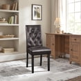 thumbnail image 2 of Alden Design Tufted Upholstered Parson Faux Leather Dining Chair with Solid Wood Legs, Set of 2, Brown, 2 of 9