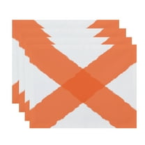 Simply Daisy, 18 x 14 Inch, X Marks the Spot, Geometric Print Placemat (Set of 4), Orange