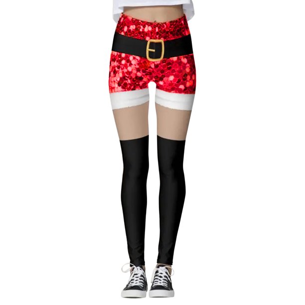 Gibobby Leggings deportivos mujer Pantalones estampados de Navidad personalizados para mujer, mallas ajustadas personalizadas para mallas para correr(Rojo,CH)