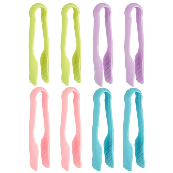 Uxcell 8 Pcs Plastic Serving Tongs Set, 6 Inch Heat Resistant Kitchen Utensils for Cooking, Blue/Green/Purple/Red