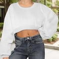 thumbnail image 5 of T Shirts for Women Solid Color Round Neck Long Sleeve Short Women's Sweatshirt Womens Fashion Top Shirts, 5 of 6