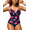 Red Rose Floral, variant on Womens One Piece Swimsuits Front Twist V Neck Shirred Bathing Suit Monokini Swimwear