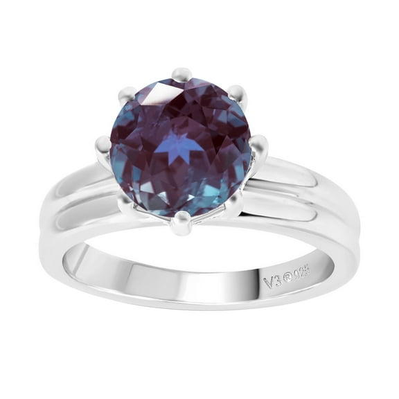 Sterling Silver with Color Changing Alexandrite Solitaire Ring