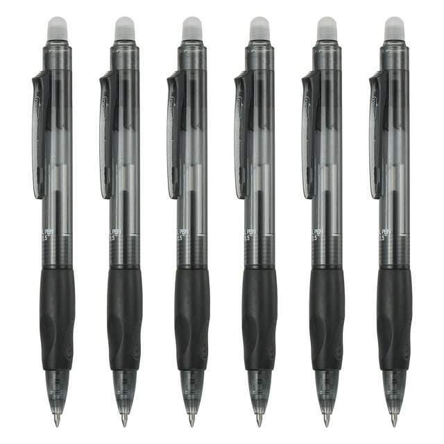Uxcell 6Pcs Erasable Gel Pens, 0.5mm Retractable Fine Point Heat Erasable Marking Pen Smooth Writing Fabric Markers for Sewing Drawing Writing Planner, Black Ink