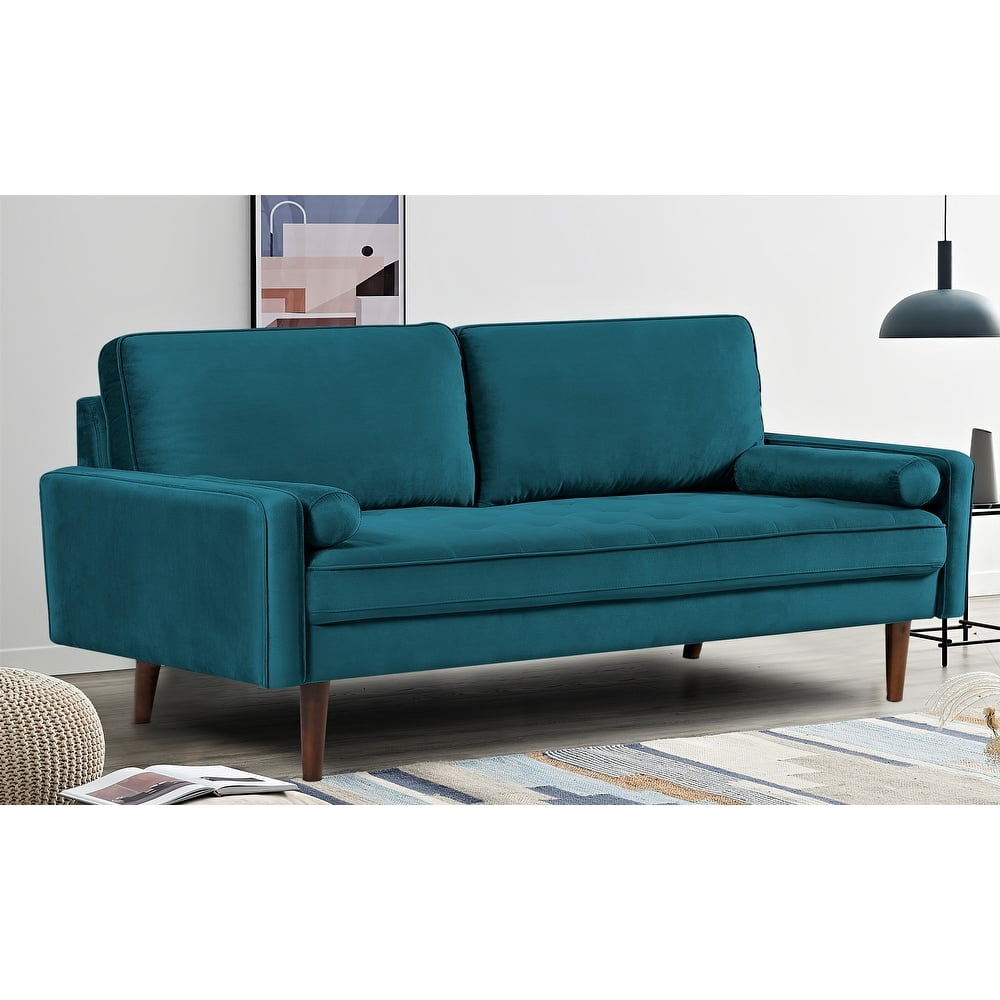 Uspridefurniture Monahan 70''W Velvet Tufted Sofa, Greenish Blue