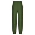 thumbnail image 5 of Women's Elastic Waist Jogger Pants with Pockets - Baggy Casual Pleated Hem Sweatpants for Workout, Yoga & Daily Wear Green M, 5 of 6
