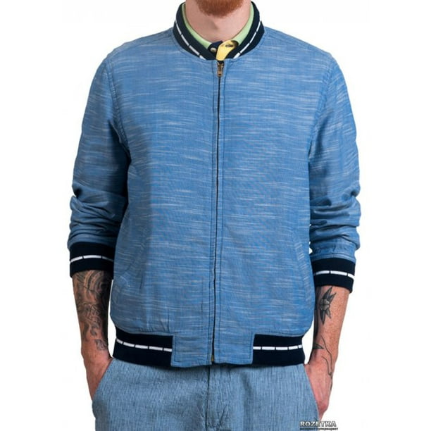Tegenover masker lawaai GANT RUGGER Men's Glacier Blue Chambray Varsity Jacket Size Medium -  Walmart.com