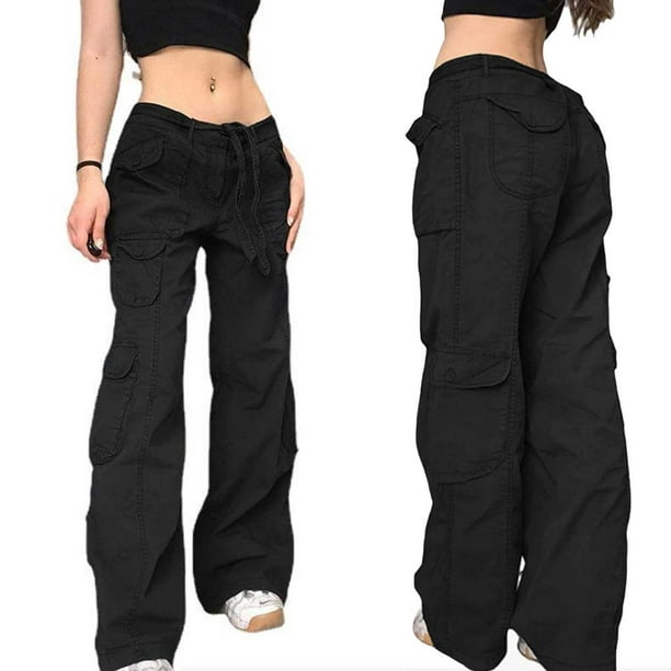 Women Cargo Pants Western Style Pants Drawstring Durable Girl Baggy Pant  Fashionable Cool Vintage Trousers Clothing Work Shopping L 