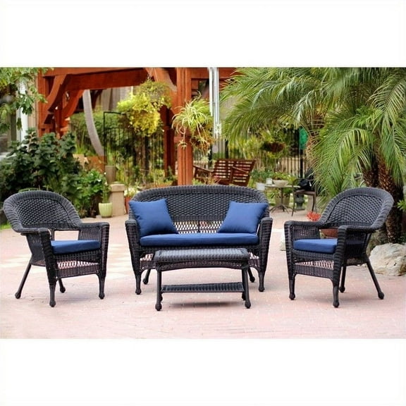 Jeco 4pc Wicker Conversation Set in Black