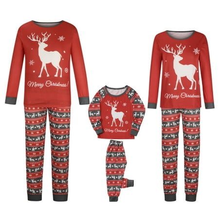 

Christmas Pajamas for Whole Family - Xmas Christmas Funny Print Pjs Sets Holiday Home Long Sleeve Jammies Sleepwear