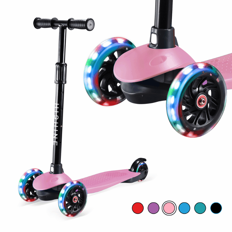 Pink Toddle Kick Scooter for Kids W/ 3 Big Light Up Wheels 2-5 years old kids 
