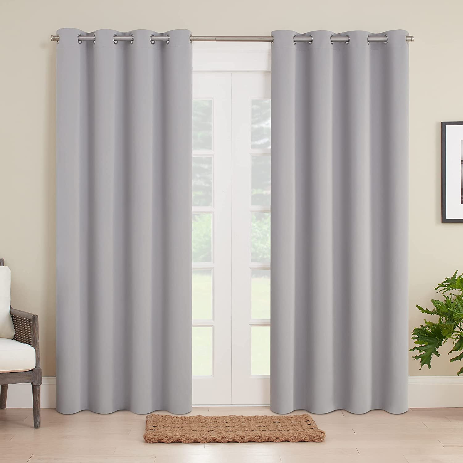ECLIPSE Bradford Waterproof Blackout Thermal Insulated Grommet Outdoor Curtain for Patio or Porch (1 Panel), 52 in x 84 in, Grey