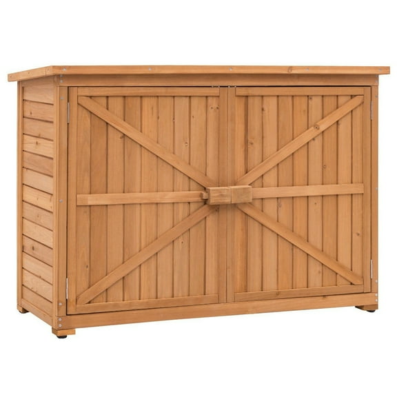 Ktaxon 38" Double Doors Fir Wooden Garden Yard Shed Lockers Outdoor Storage Cabinet