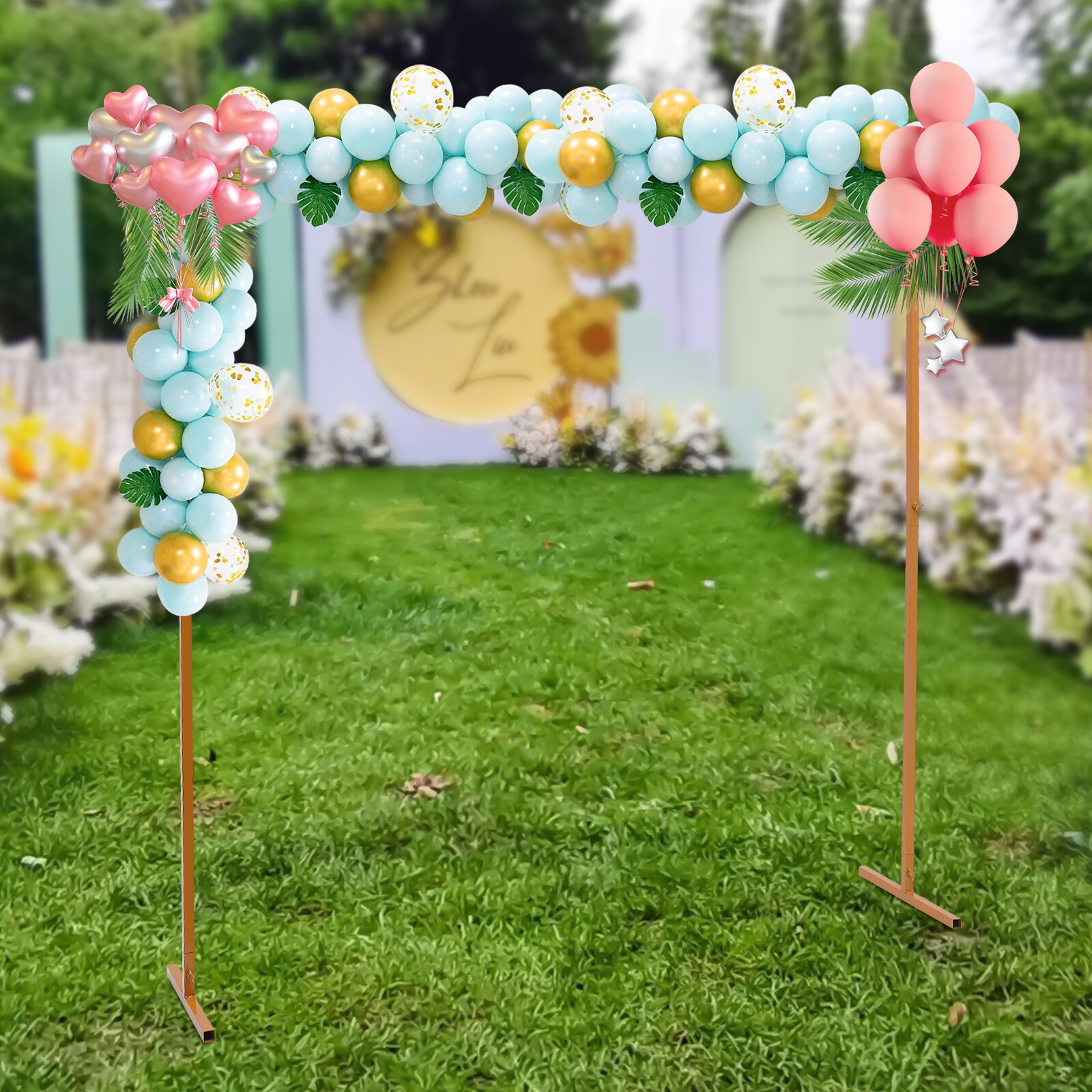 Iron Large Balloon Arch Set Stand Base Frame Kit for Birthday Wedding Party Decoration