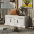 thumbnail image 3 of Harper & Bright Designs Wooden Storage Bench with 2 Drawers and 2 Cabinets, Entryway Shoe Bench with Removable Cushion for Living Room, White, 3 of 11