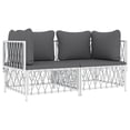 thumbnail image 3 of vidaXL 2 Piece Patio Lounge Set with Cushions White Steel, 3 of 6