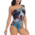 thumbnail image 3 of Pofeuu Oil Painting Sunflower Puppy Print Women's One Piece Swimsuits One Shoulder Swimwear Asymmetric Ruffle Monokinis Bathing Suits-X-Large, 3 of 6