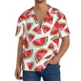 thumbnail image 3 of Xecao offers the Hand Drawn Watermelon for Men's Casual Short-sleeved Shirt, a button-up collared shirt with a pocket, perfect for beach vacations and yacht travel in the XX-Large size., 3 of 7