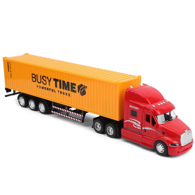 Jouet de Camion Porte-Conteneurs, Jouet de Voiture à Rétrofriction pour Enfants, Jouet Modèle de Camion Porte-Conteneurs Durable, pour Décoration de Collection Blanc + Bleu, Rouge + Jaune