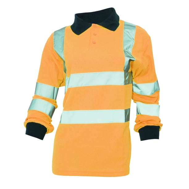 Yoko - Polo/camisa de seguridad de manga larga de alta visibilidad (Tallas grandes hasta 6XL) para mujer señora - Trabajar / Reflectante (Paquete de 2) (Naranja butano) Yoko UTBC4411_hivisorange