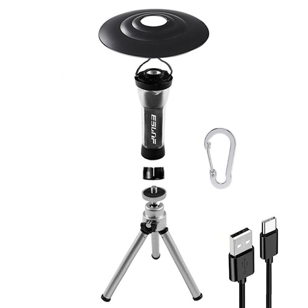 Linternas Lámpara LED Faro Ajustable Carga USB para Exterior (B) Negro