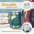 thumbnail image 3 of Christian Art Gifts Reusable Stainless Steel Double Wall Vacuum Insulated Camp Style Travel Mug w/ Handle for Women: Trust in the Lord Inspirational Bible Verse, BPA-free Retractable Lid, Teal, 11 oz., 3 of 7