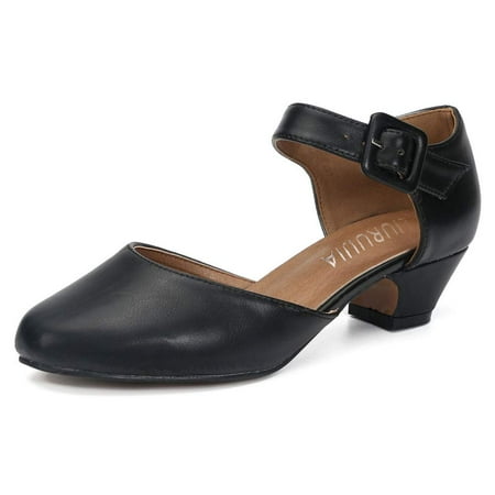 

LIURUIJIA Women s Buckle Strap Low Block Heel D Orsay Pumps Dress Shoes for Church Business Evening