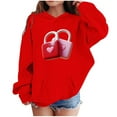 thumbnail image 2 of Kids Valentine's Day Sweatshirt Girls Heart Lock Print Hoodie Red Cute Pullover Soft 3-14 Years,Size 5-6 T, 2 of 5