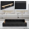 thumbnail image 4 of MODE HOME 2 Piece Woven Leather Ottoman Tray with Gold Handles, Perfect Rectangular Serving Tray for Living Room, Coffee Table Tray as Thoughtful Gift for Home Decor Enthusiasts (Black), 4 of 7