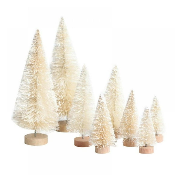 24Pcs Artificial Frosted Sisal Christmas Tree Bottle Brush Trees with Wood Base DIY Crafts Mini Pine Tree for Christmas Home Table Top Decor Winter Ornaments