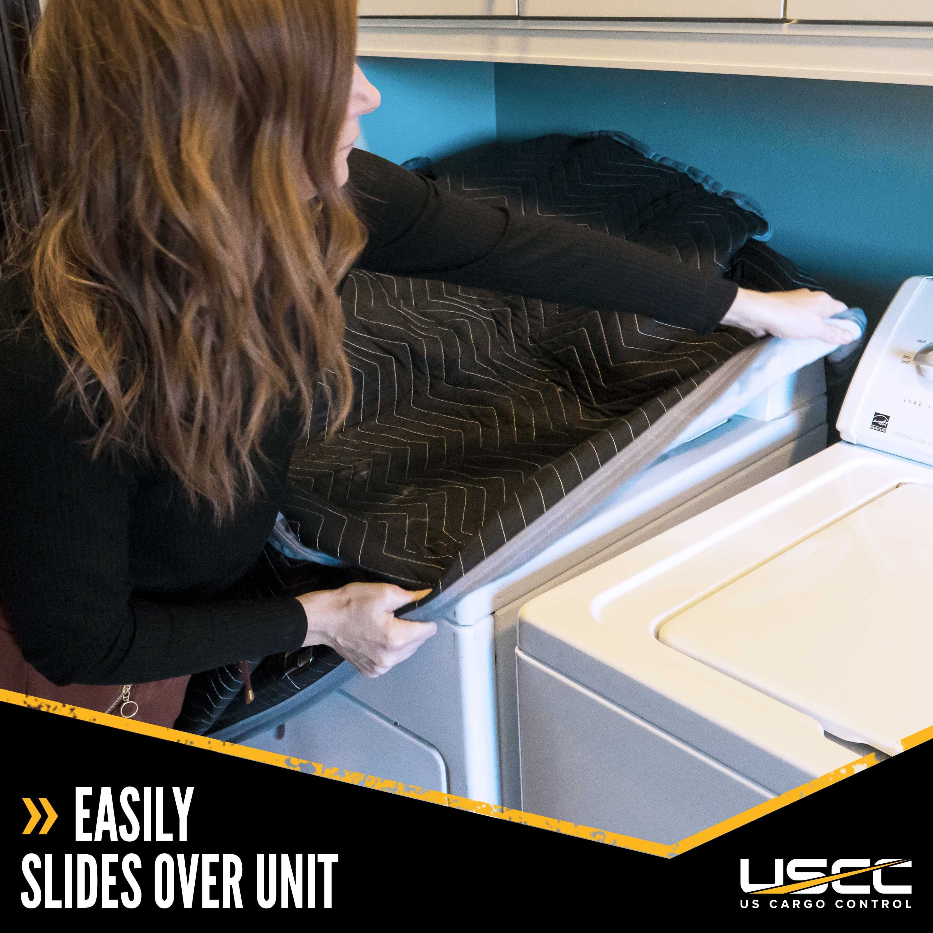 US Cargo Control Quilted Washer and Dryer Cover Black/Gray Furniture Pad for Moving/Storage - 30 Inches x 46 Inches - Cotton/Polyester Blend Fabric 5 Pounds Washable, Reusable - 2 Pack