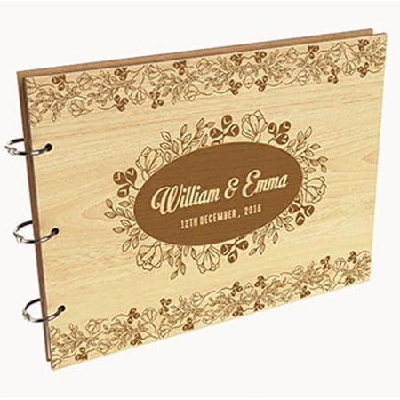 Darling Souvenir Personalized Engraved Laser Cut Wedding Guest Book Wooden Cover Sign-in Book Registry Guestbook Scrapbook-2V