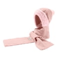 thumbnail image 5 of Daznico Waffle Knit Pom Pom Beanie and Ribbed Knit Long Scarf 2 Piece Set Lined Thermal Winter Accessories for Ladies Daily Outdoor Activities in Cold Weather, 5 of 5