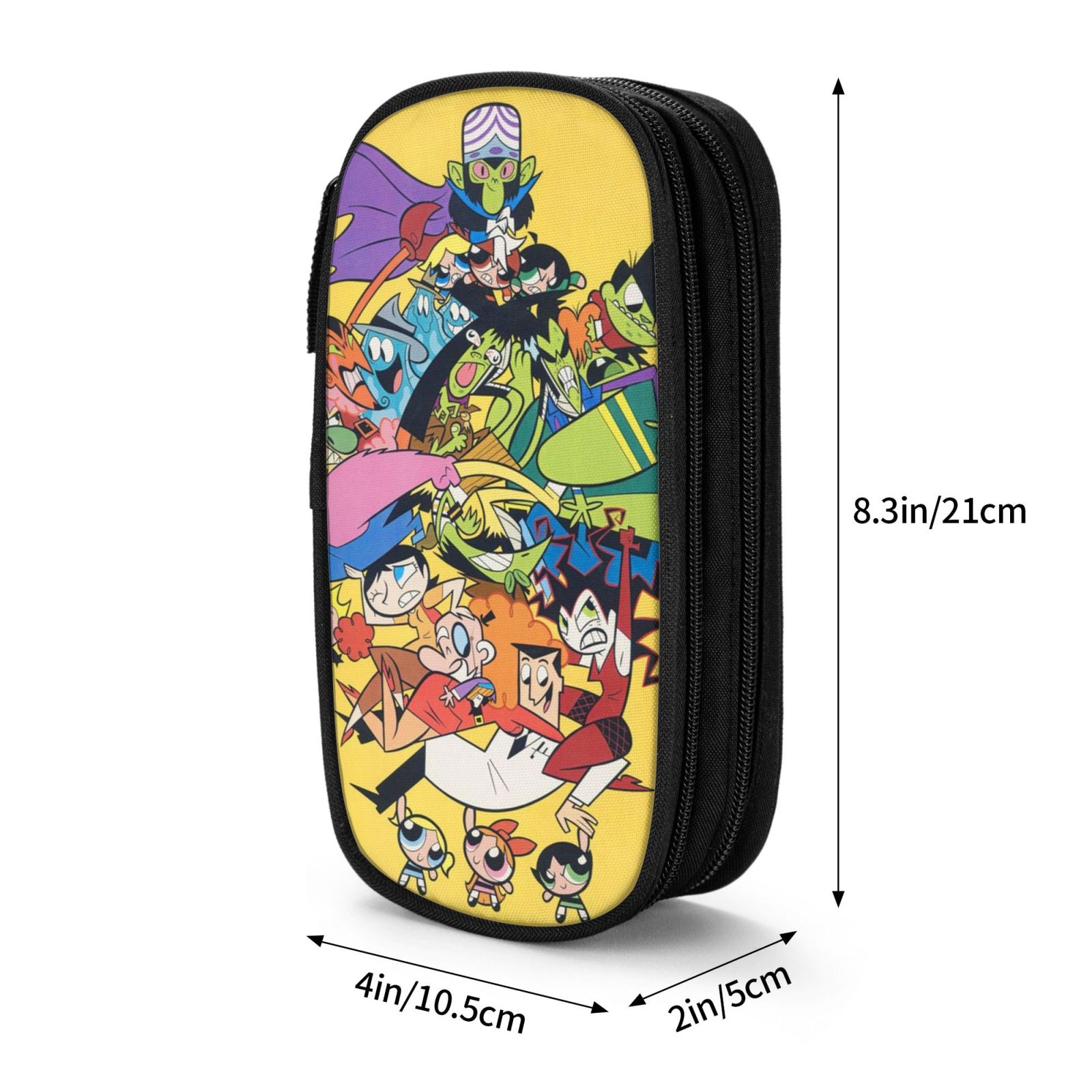 The Powerpuff Gi-rls Pencil Case Large Capacity Pencil Pouch Pen Bag Office Stationery Organizer Travel Makeup Bag Black