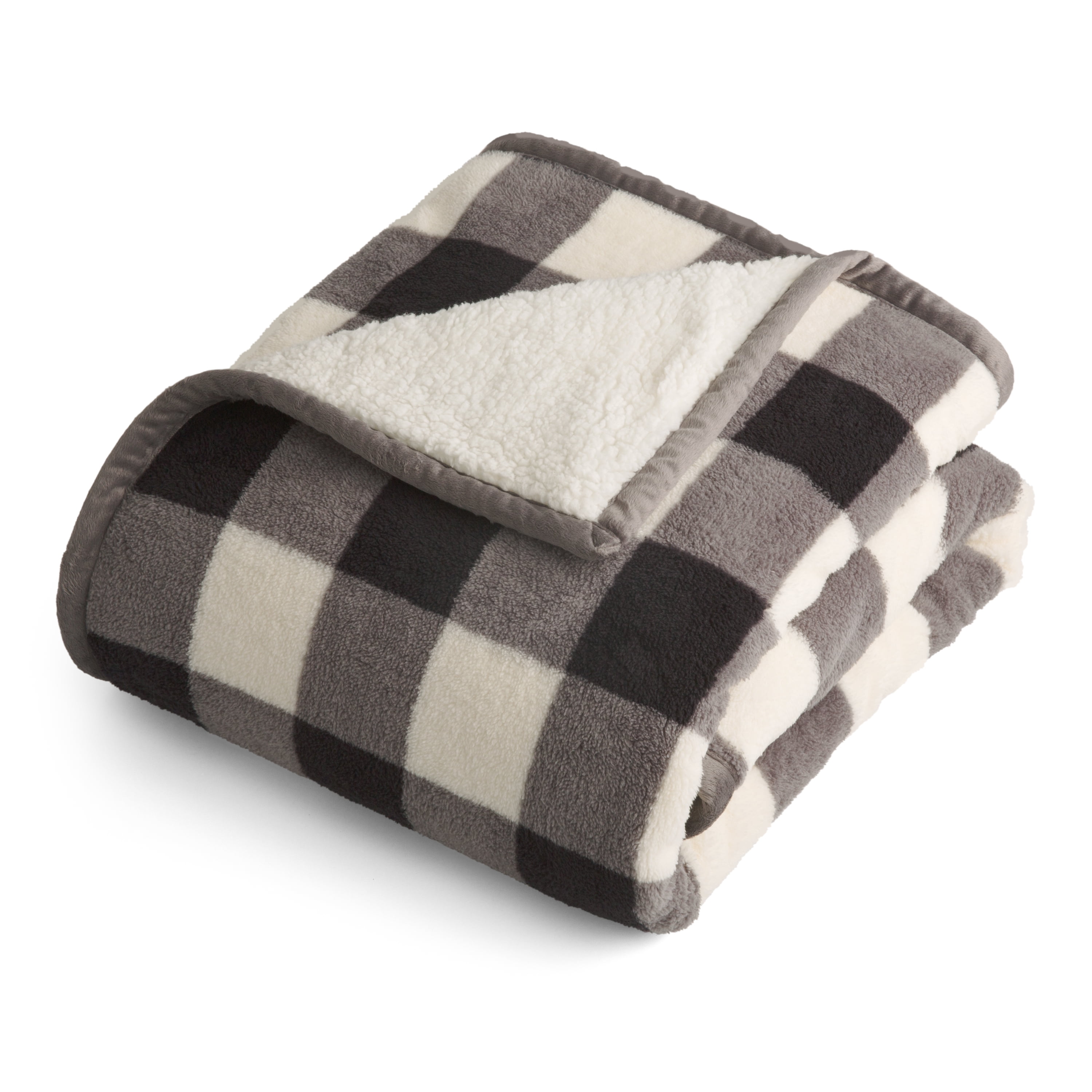 Better Homes Gardens Printed Sherpa To Sherpa Black Buffalo Plaid Throw Blanket