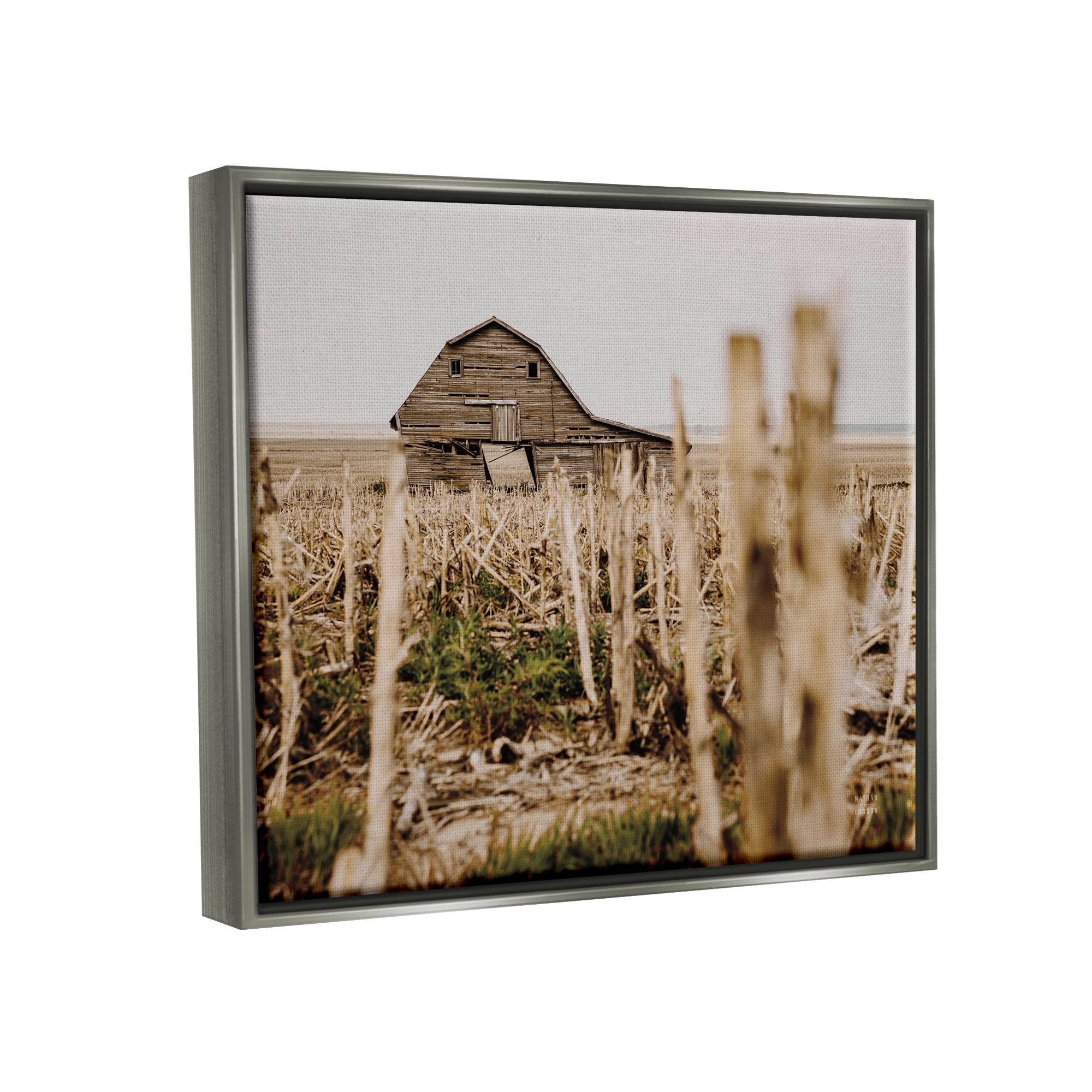 Stupell Industries Rustic Old Barn Landscape Photography Gray Floater Framed Canvas Art Print Wall Art, 31 x 25