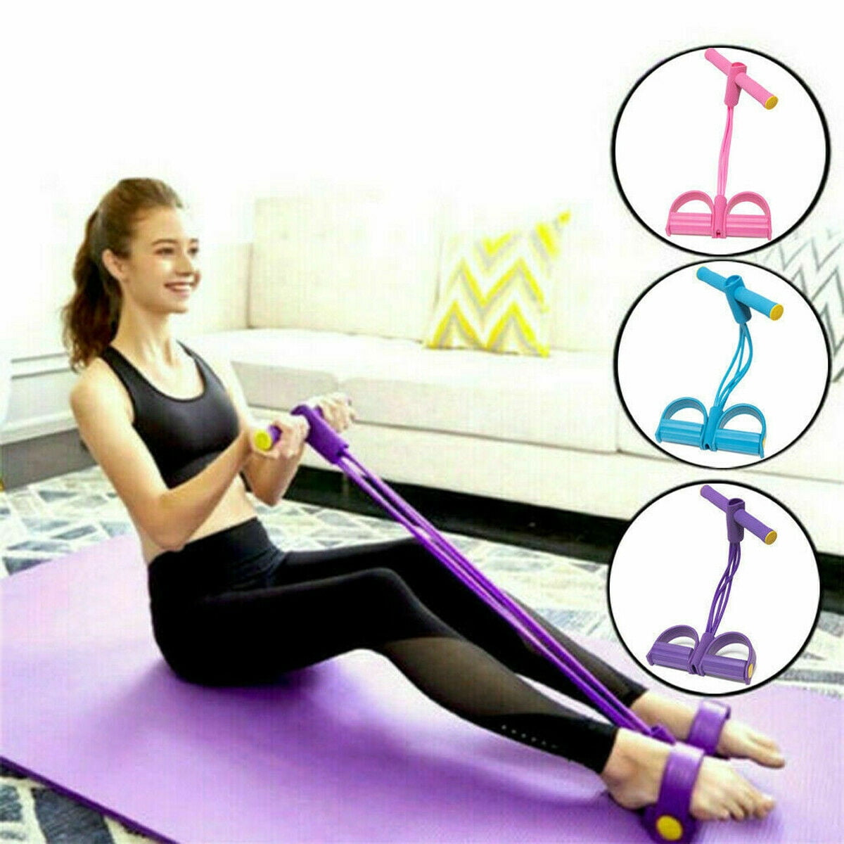 Details about   Tension Rope Fitness Pedal Exerciser  Pull Bands Training Multi-Function 4 