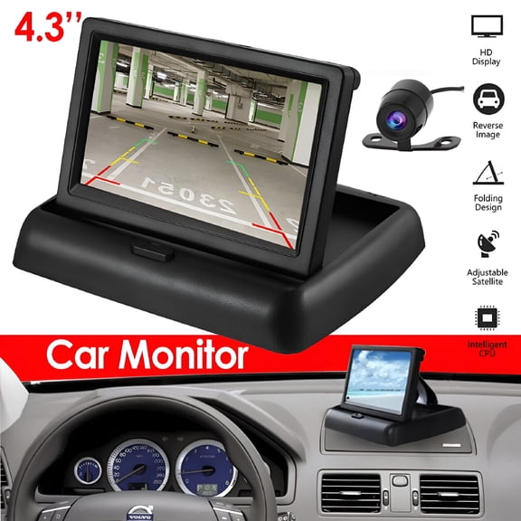 GJX 4.3" Foldable Car Monitor Rear View Backup Camera Hd Parking for Van Bus Truck Backup Camera with Monitor