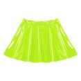 thumbnail image 5 of YONGHS Women's Glossy Latex Leather Short Mini Skirt Pole Dance Raves Clubwear Costumes Fluorescent Green M, 5 of 7