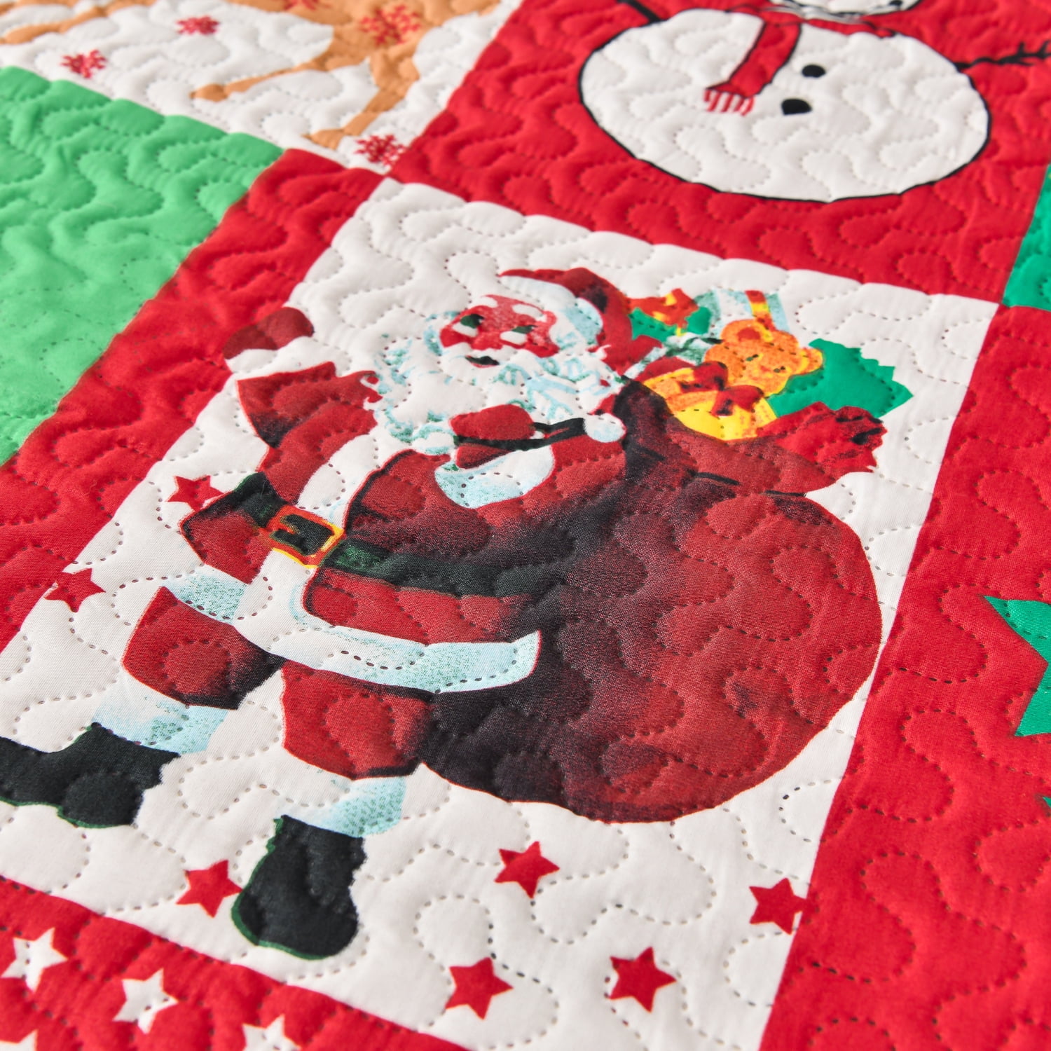 Smuge 3 Piece Christmas Daybed Cover Set, 39"x75" Bell Santa Claus Elk Double Sided Quilting Classic Design, Matching 2 Shams