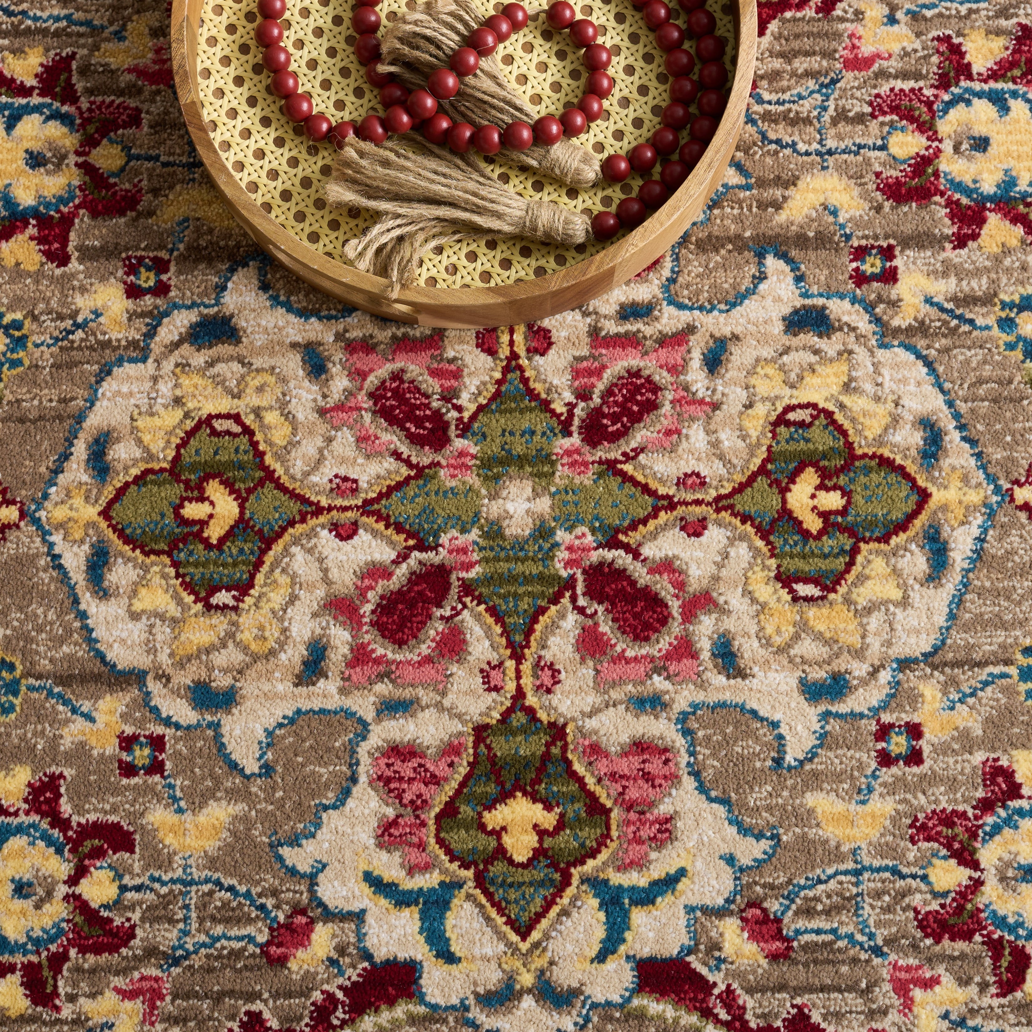 Safavieh Kashan Vincent Oriental Runner Rug, Taupe/Blue, 2'6" x 16'
